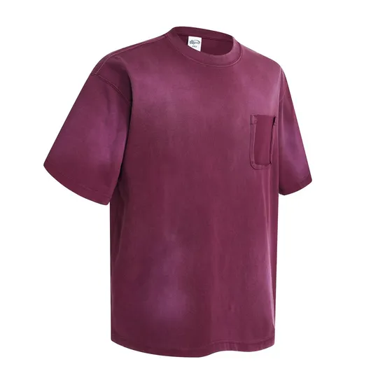 Neutral Tone Ombre Pocket Cotton Tee Allows Small Batch Custom Embroidery and DTG Service