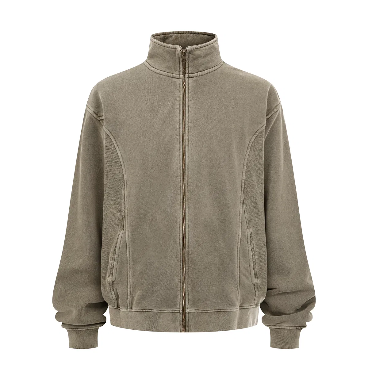 Premium Vintage Seamed Cotton Zip Jacket Custom Logo DTG Embroidery Bulk Reseller Supply