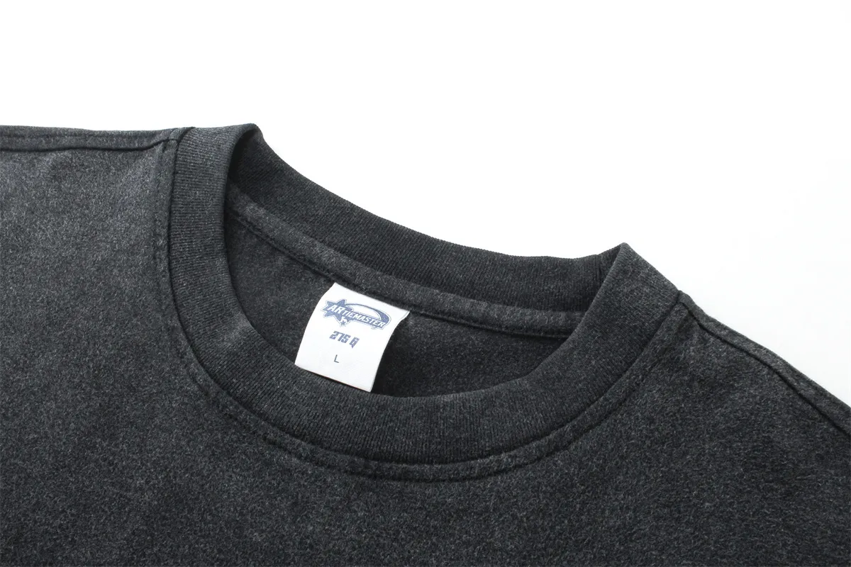 Multi-Size Loose Washed Pure Cotton Tee Customized Design DTG Embroidery for Reseller Bulk Purchase Needs