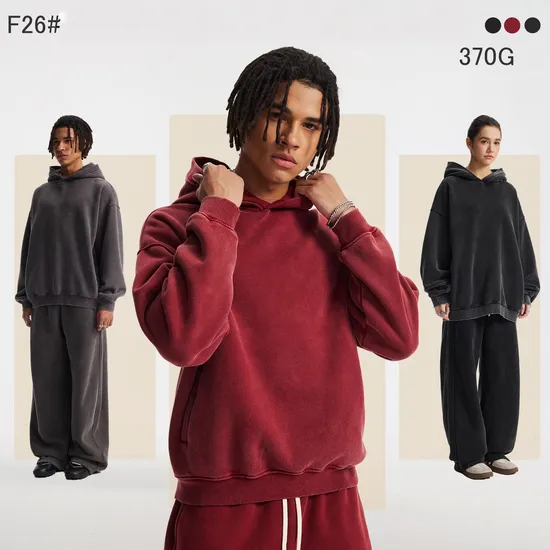 Heavyweight Washed Cotton Hoodie Accept Custom Logo Embroidery DTG Bulk Wholesale Supply