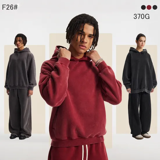 Heavyweight Washed Cotton Hoodie Accept Custom Logo Embroidery DTG Bulk Wholesale Supply
