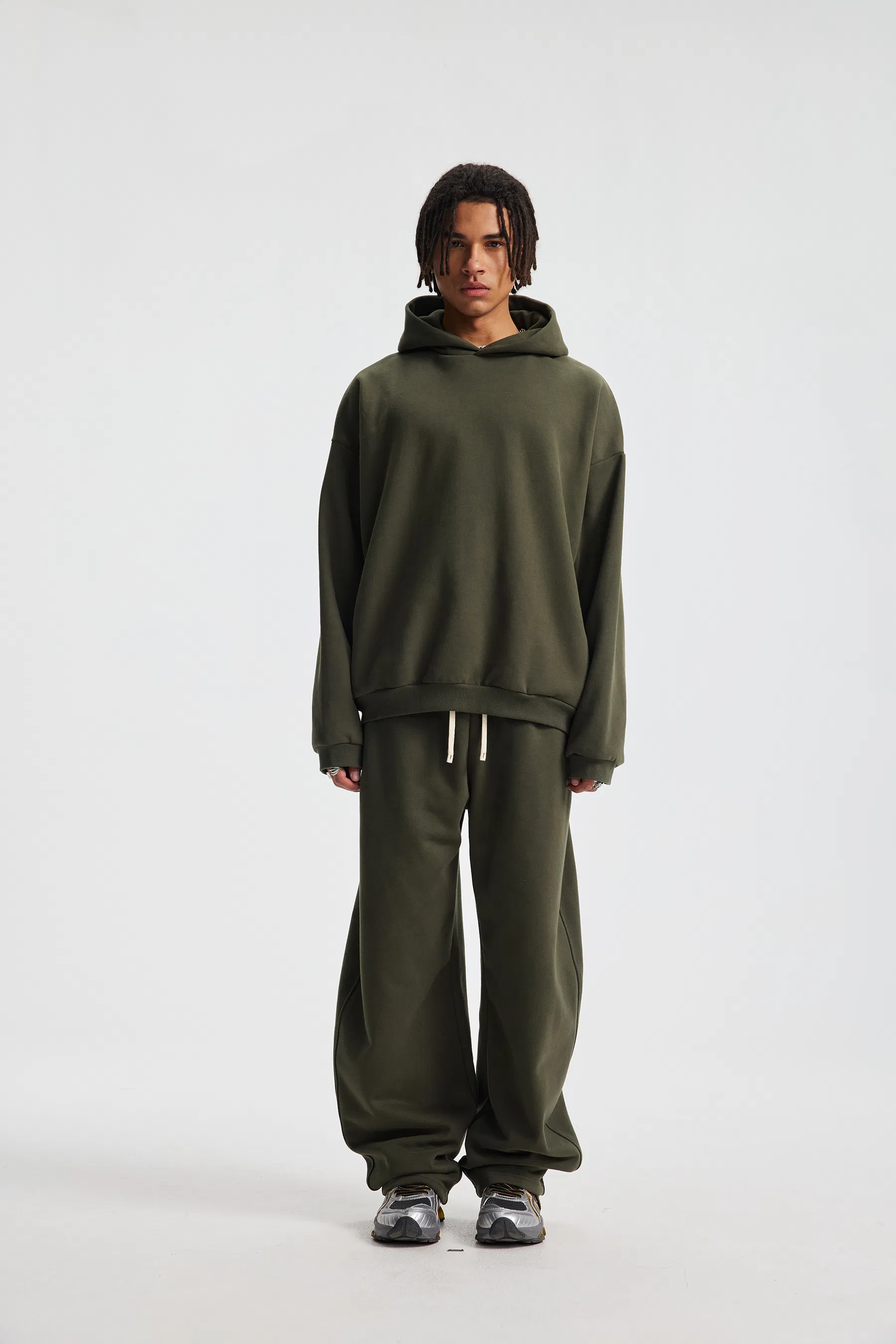 Classic Loose Drop Shoulder Cotton Hoodie Custom Logo Wholesale for Clothing Brands