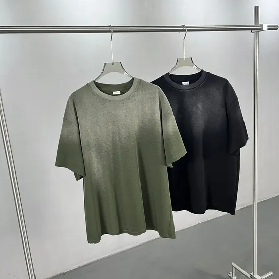 Retro Gradient Cotton T-Shirt Allows Batch Custom Logo Embroidery and DTG Service