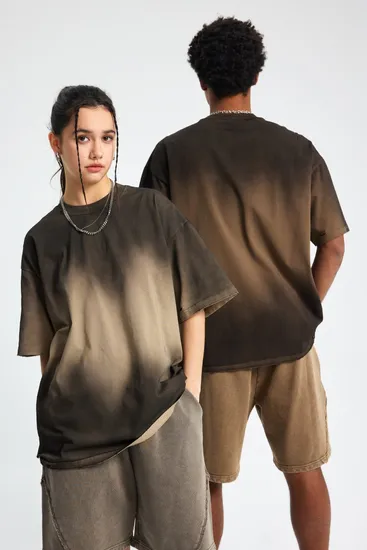 Vintage Ombre Cotton T-Shirt Accepts DTG Print Personal Custom Graphic Design