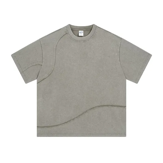 Blank Distressed Cut Detail Crew T-Shirt Custom Graphic DTG Embroidery Apparel Bulk OEM Supplier Service