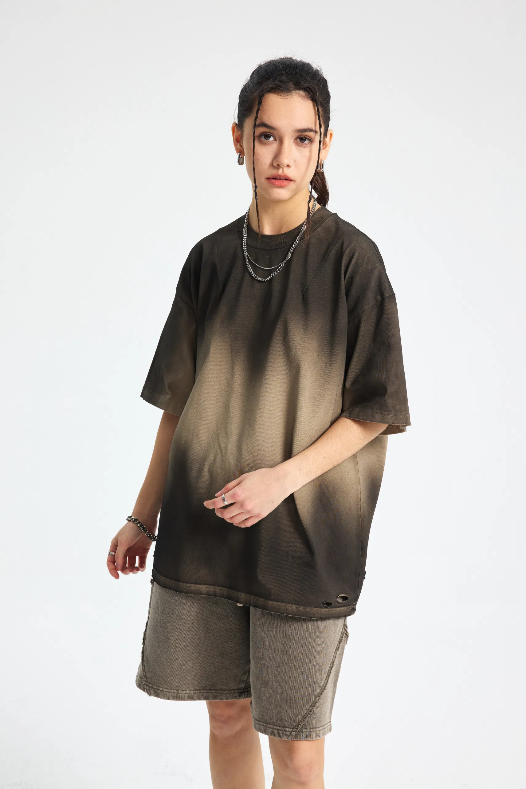 Vintage Ombre Cotton T-Shirt Accepts DTG Print Personal Custom Graphic Design