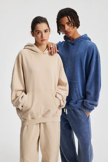 Wax Dyed Vintage Cotton Drop Shoulder Hoodie Custom Logo Embroidery Dtf Bulk Wholesale