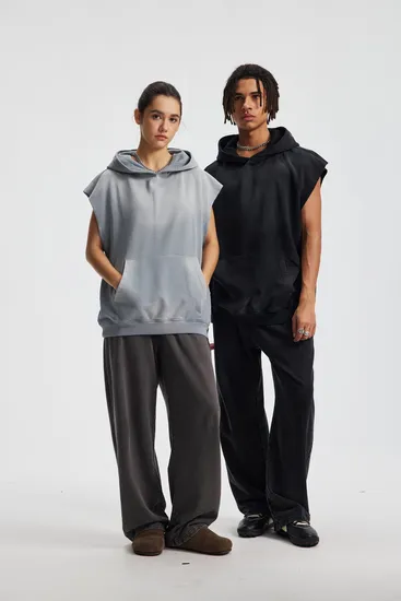 Unisex Oversized Sleeveless Hoodie Personal Custom Logo Factory Direct Bulk Sale