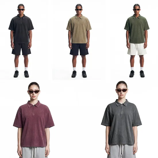 Retro Faded Cotton Polo Allows Small Batch Custom Logo Embroidery and DTG Service