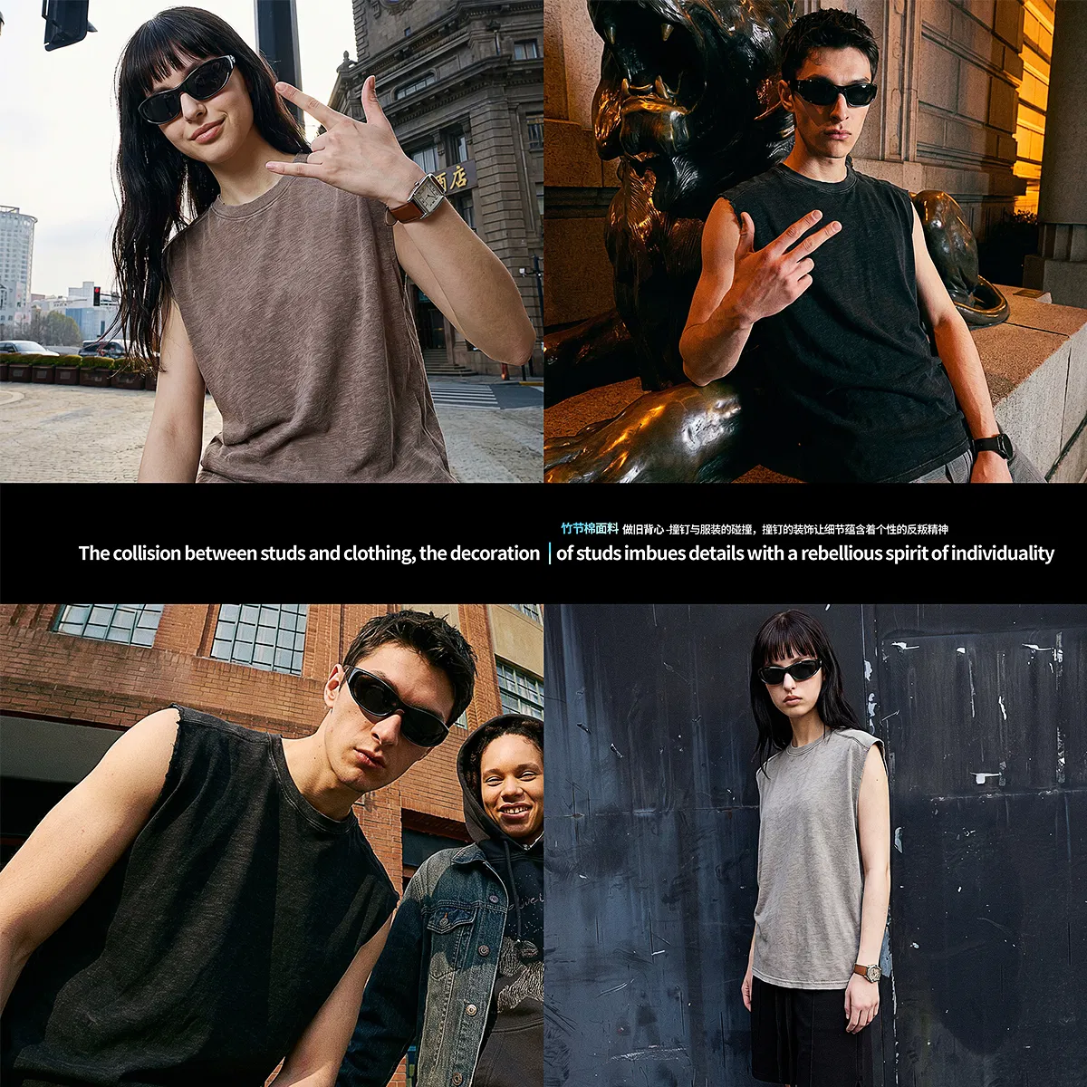 Distressed Washed Raw Cut Armhole Tank Top Streetwear Basic Sleeveless Tee