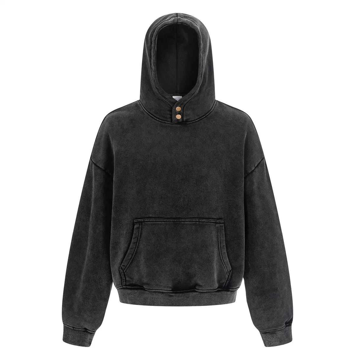 Button Collar Batik Washed Cotton Hoodie Custom Logo Embroidery DTG Bulk Wholesale Supply