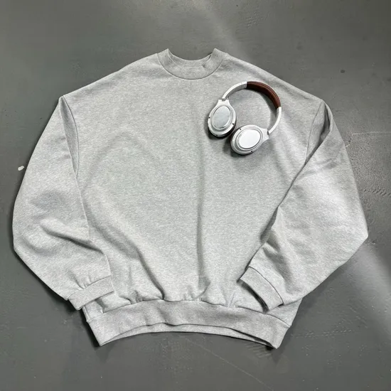 Classic Loose Long Sleeve Cotton Crew Sweatshirt Custom Logo Wholesale for Clothing Brands
