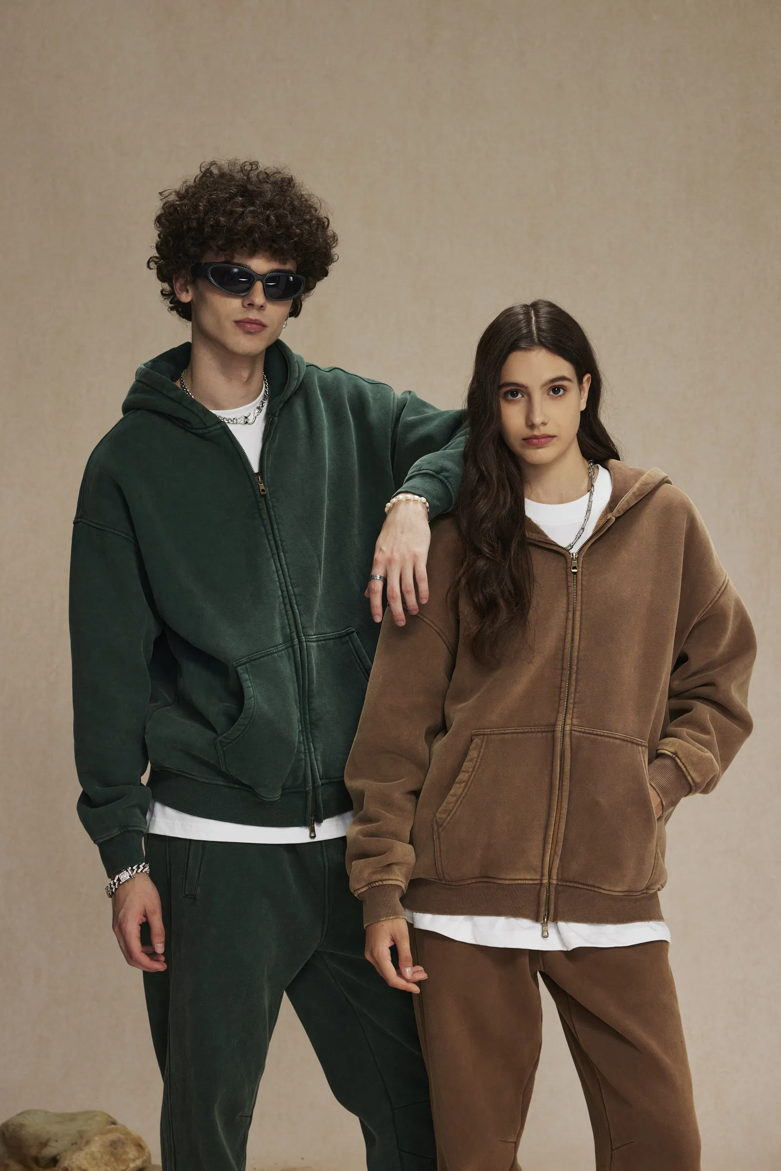 Unisex Oversized Vintage Washed Zip up Hoodie Personal Custom Logo Factory Direct Bulk