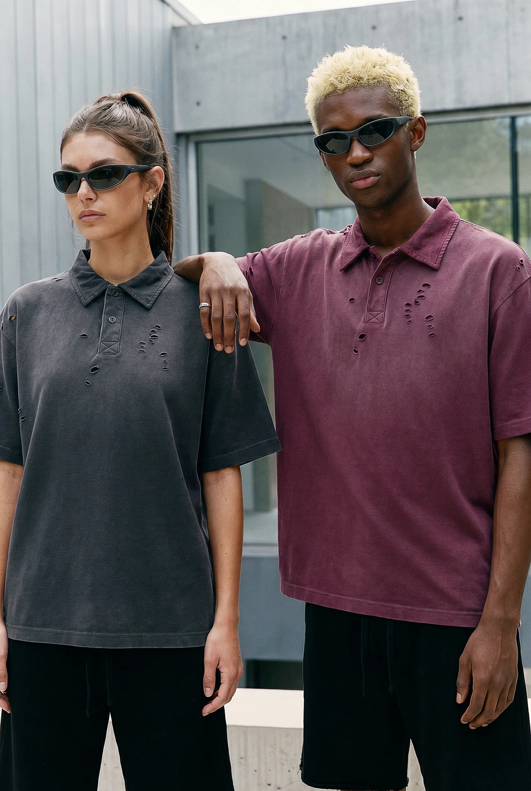 Classic Distressed American Street Polo Custom Graphic DTG Embroidery Apparel Bulk