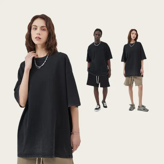 Solid Blank Gradient Washed Tee Offer Custom Logo DTG Embroidery Full Bulk Custom Service