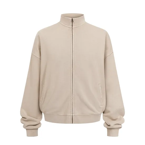 Plain Unprinted Stand Collar Zip Cotton Jacket Custom Design Logo Dtf Bulk Factory Production