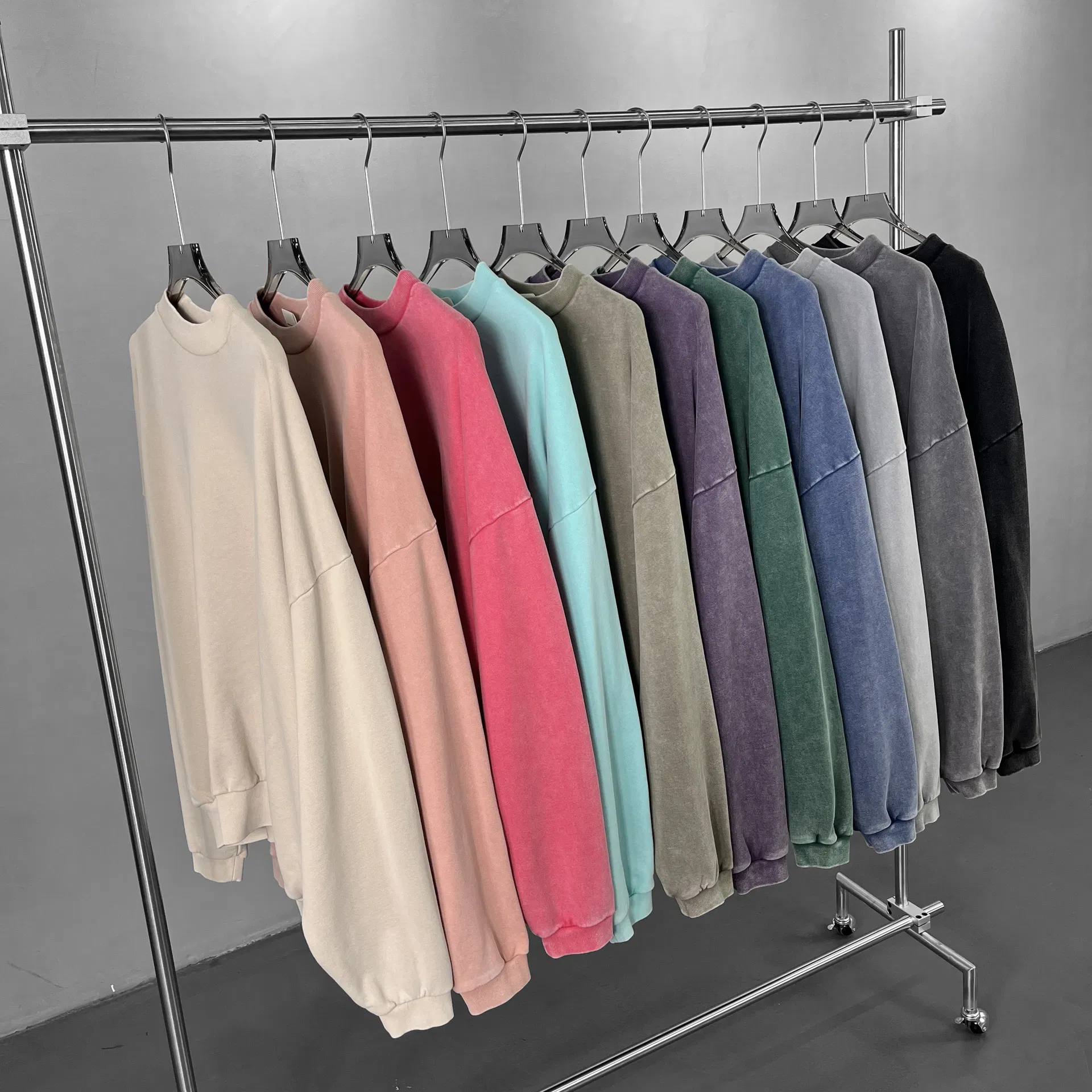 All Season Casual Washed Crew Neck Top Custom Logo Print Embroidery Bulk Brand