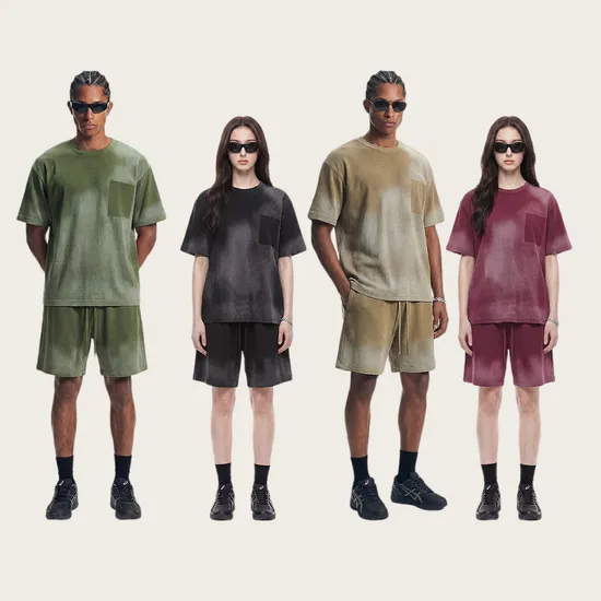 Retro Ombre Cotton T-Shirt Allows Small Batch Custom Logo Embroidery and DTG Service