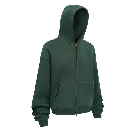 Fleece Lined Double Full Zip Hoodie Boxy Cut Cotton Embroidery DTG Bulk Order Available