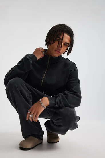 Premium Vintage Seamed Cotton Zip Jacket Custom Logo DTG Embroidery Bulk Reseller Supply