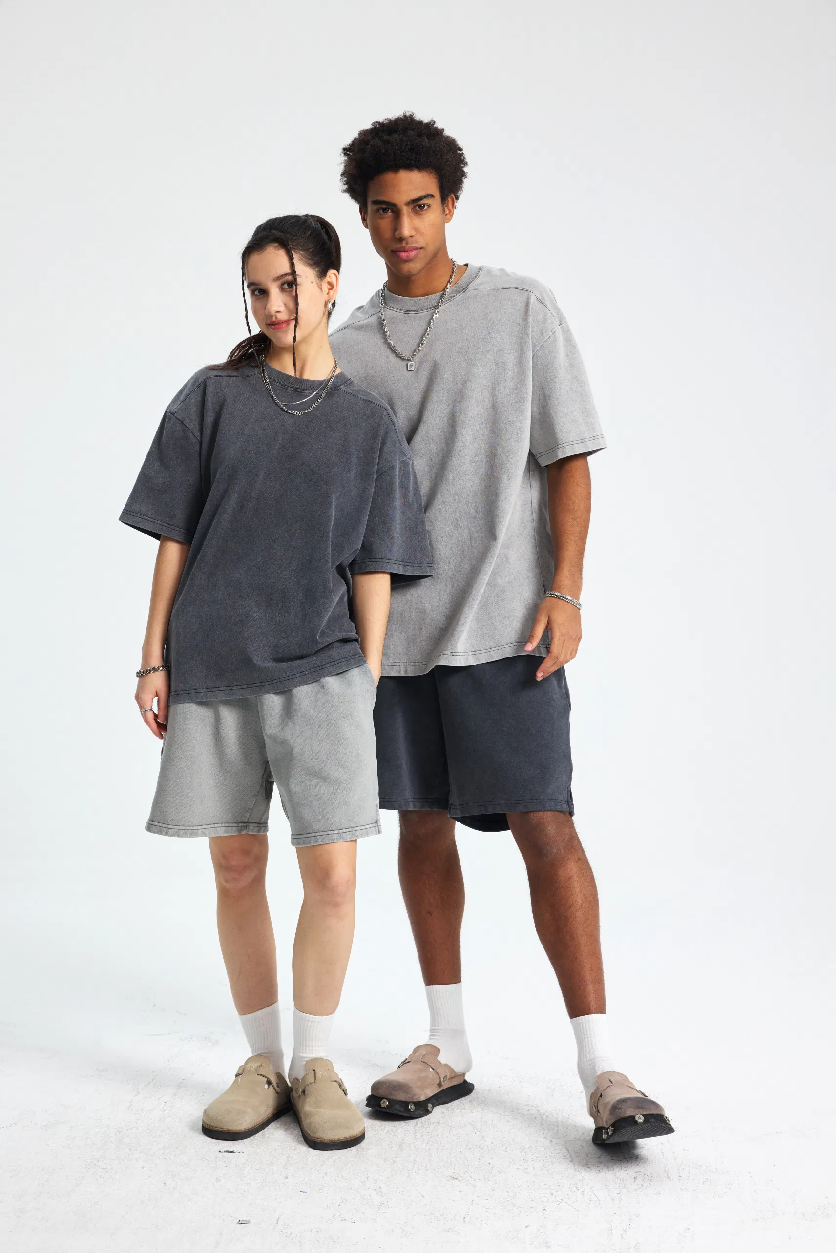 Oversized Urban Pigment Washed Pure Cotton Tee Customized Design DTG Embroidery for Reseller Bulk Purchase Needs
