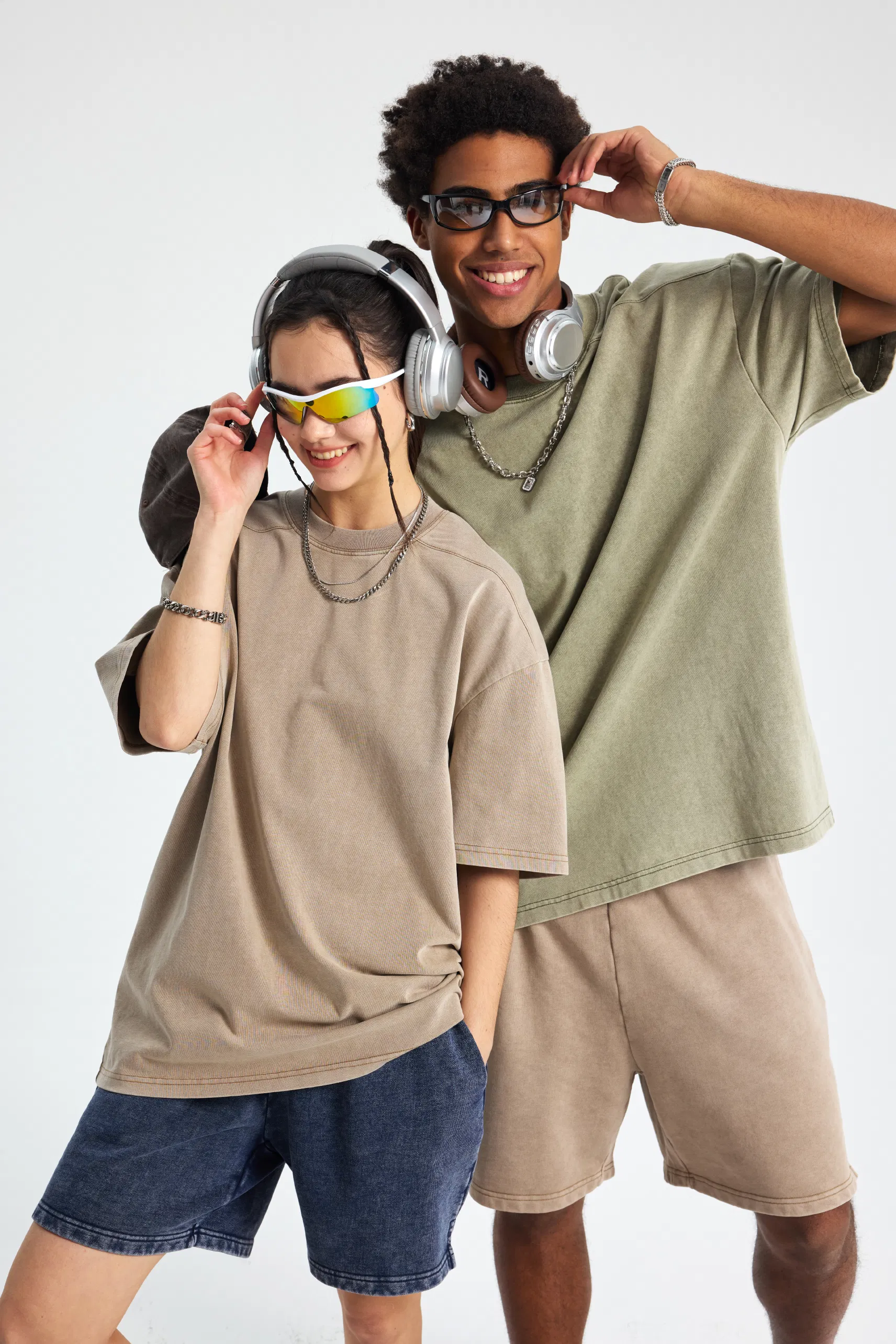 Solid Color Washed Cotton T-Shirt Supports Custom Logo Embroidery DTG Bulk Orders