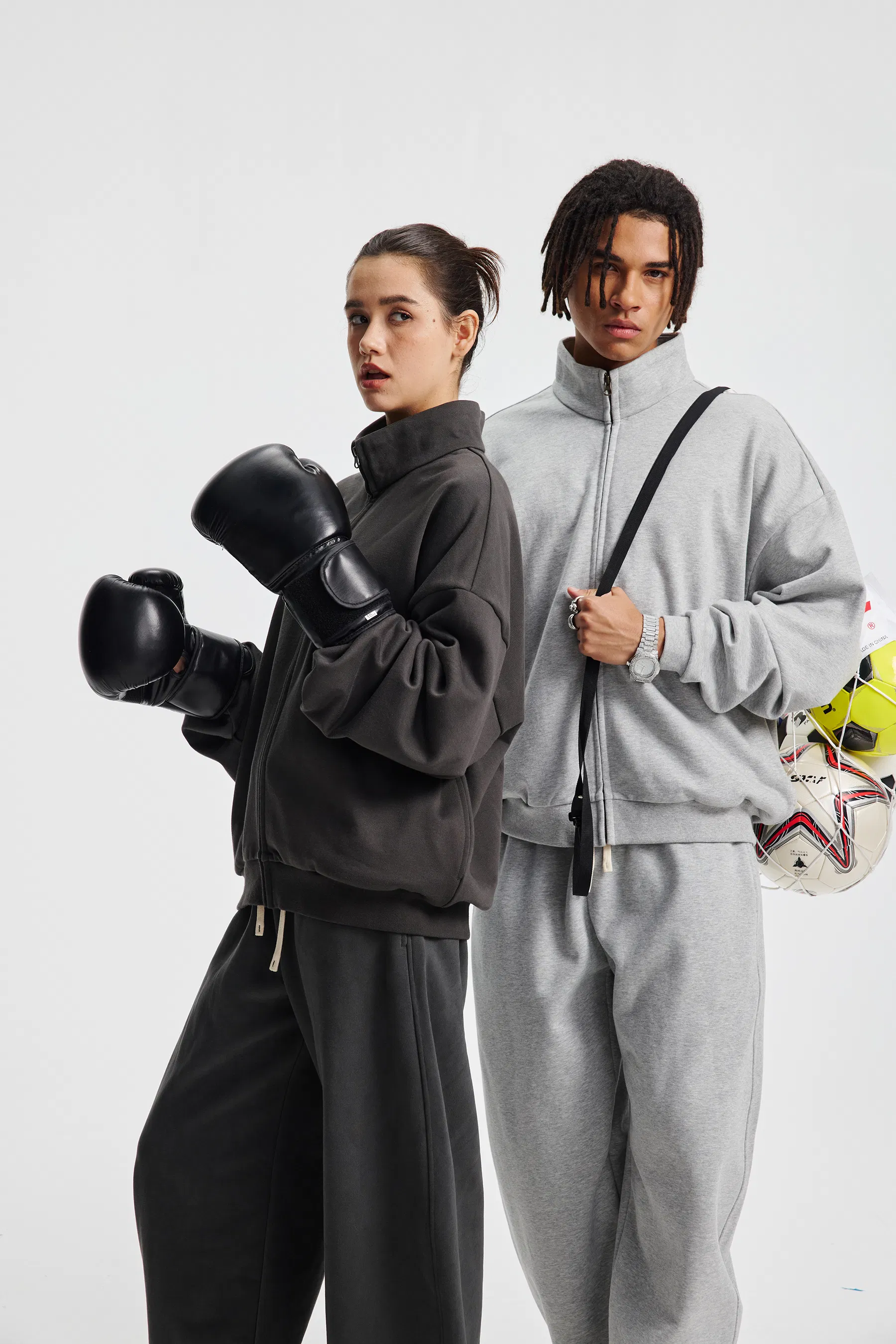 Streetwear Oversized Stand Collar Zip Jacket Custom Brand Logo Dtf Print for Retail Wholesale