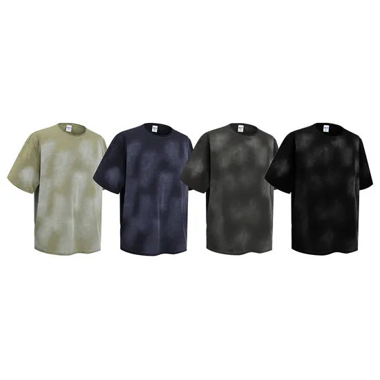 High-Quality Tie-Dye Washed Cotton Blank T-Shirt Bulk Wholesale for Custom Embroidery and Printing Business
