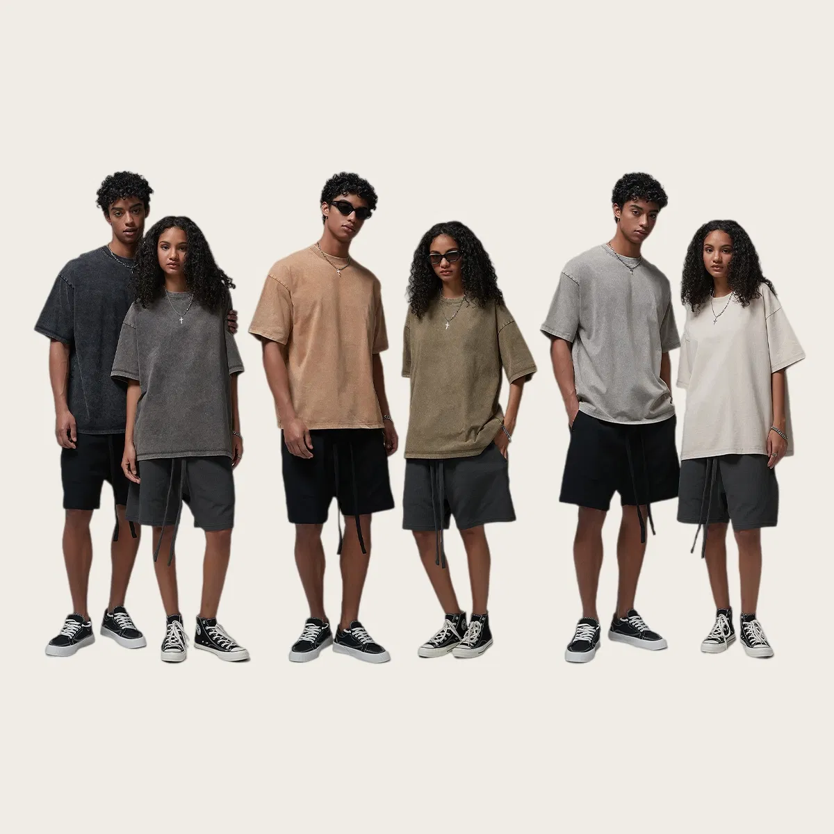 Loose Fit Vintage Washed Cotton T-Shirt Customizable for Uniform Bulk Purchase