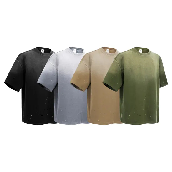 Splatter Paint Pure Cotton Tee Make Custom Logo Embroidery Digital Print for Wholesale Clients