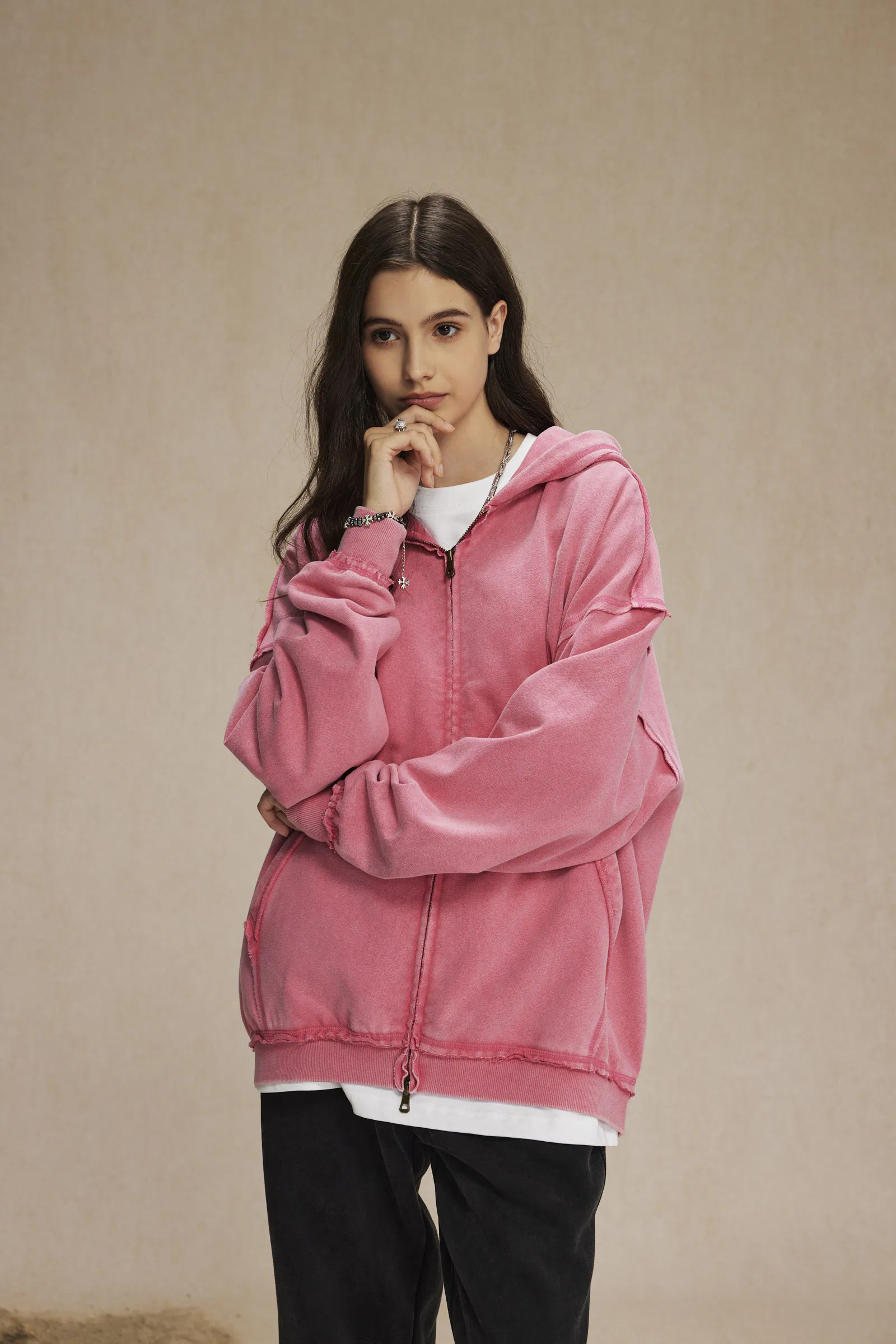 Classic Washed Multi-Color Full Zip Cotton Hoodie Custom Logo Wholesale for Clothing