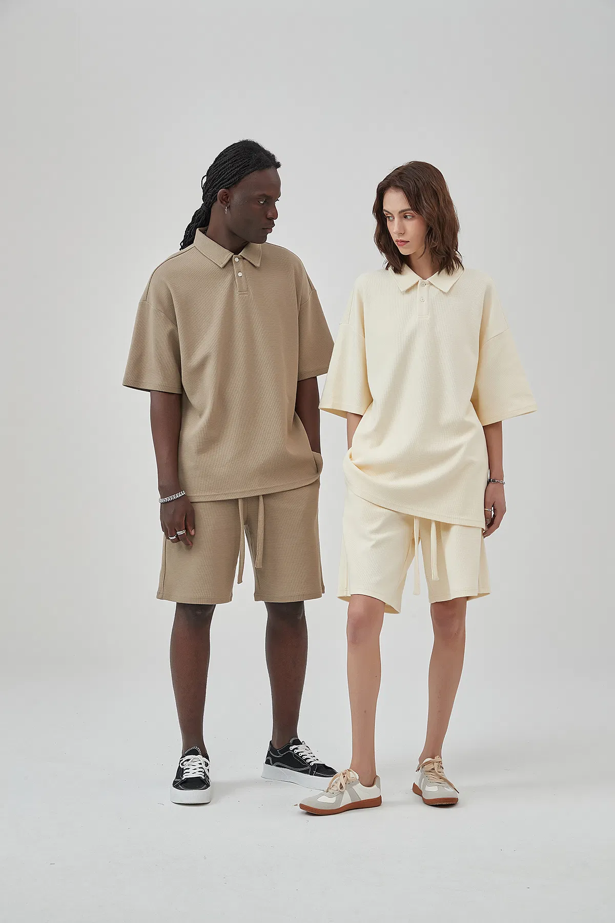 Blank Oversized Collar Split Hem T-Shirt Accept Custom Design DTG Print for Global Bulk Buyers