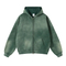 Fleece Lined Spray Wash Zip Hoodie Raw Edge Custom Logo Embroidery Bulk Wholesale Supply