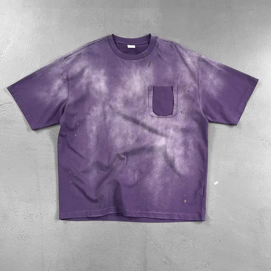Breathable Pure Cotton Tie Dye Pocket Top Make Custom Brand Logo DTG Embroidery Wholesale Service