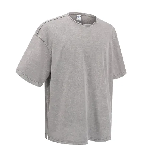 in-Stock Snow Washed Cotton Tee for Commercial Custom Logo Embroidery DTG Business Use
