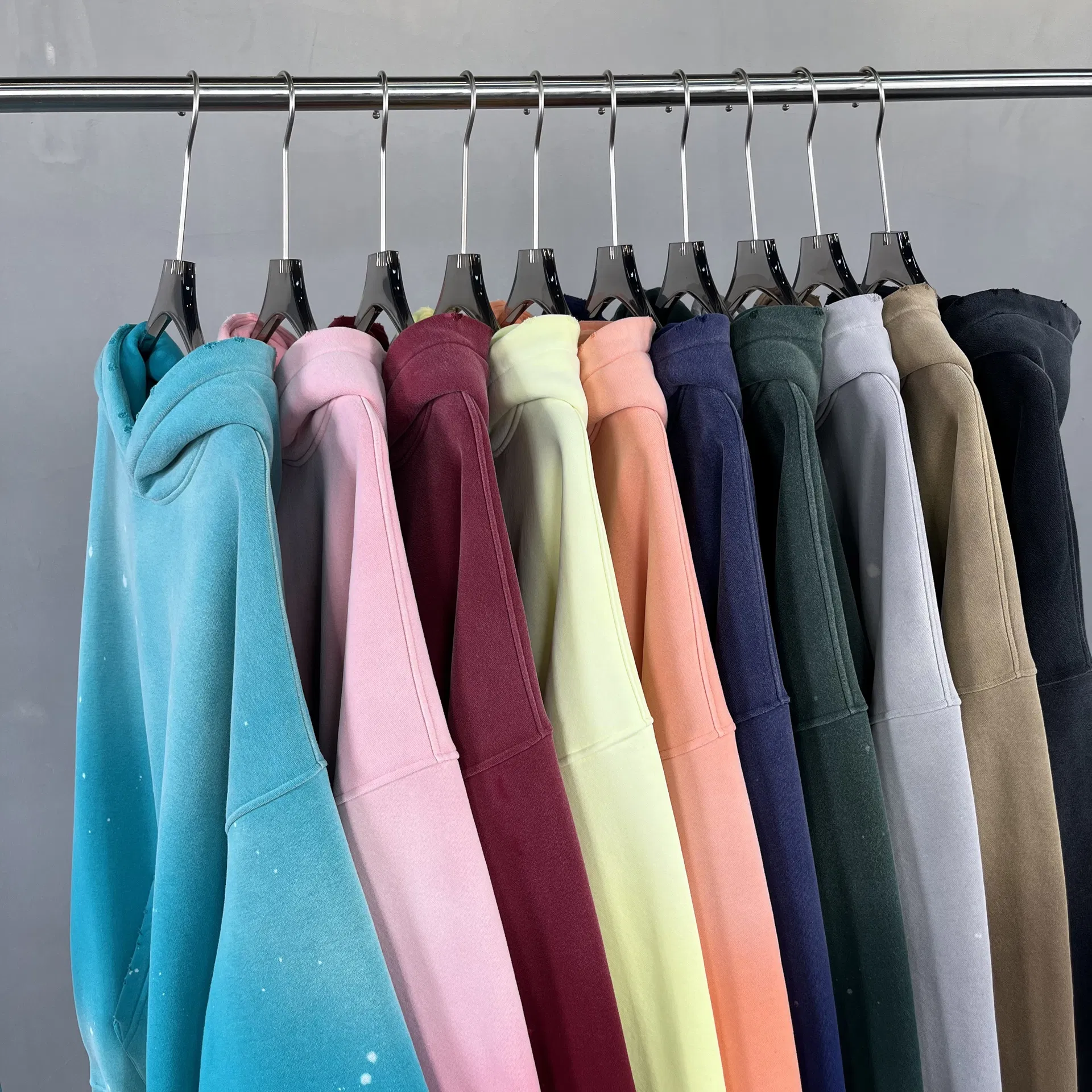 Spray &amp; Splatter Washed Fleece Hoodie Custom Logo Embroidery Dtf Bulk Wholesale
