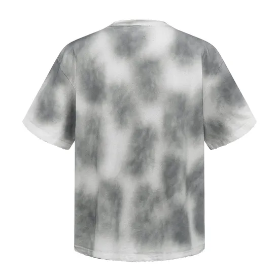 Cloud Tie-Dye Washed Cotton T-Shirt Allows Small Batch Custom Logo Embroidery and DTG Service