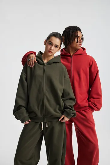 Fleece Lined Soft Warm Zip Hoodie Side Pocket Custom Logo Embroidery DTG Bulk Wholesale