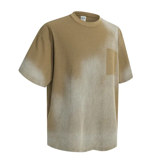 Retro Ombre Cotton T-Shirt Allows Small Batch Custom Logo Embroidery and DTG Service
