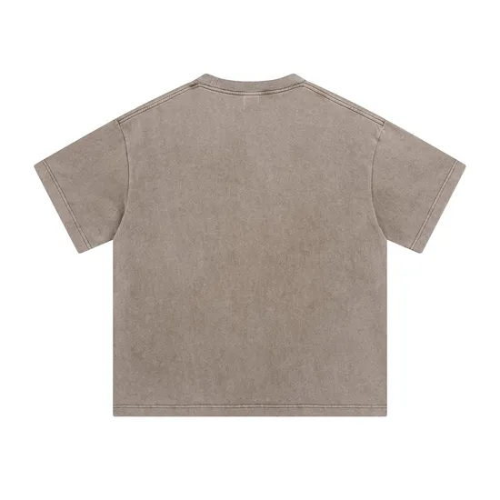 Solid Color Washed Cotton T-Shirt Supports Custom Logo Embroidery DTG Bulk Orders