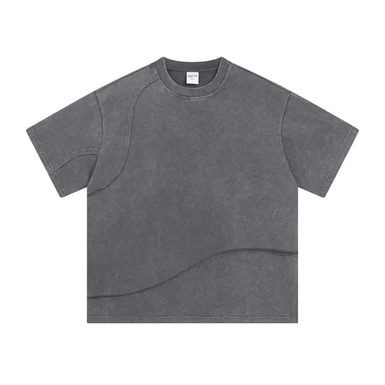 Blank Distressed Cut Detail Crew T-Shirt Custom Graphic DTG Embroidery Apparel Bulk OEM Supplier Service
