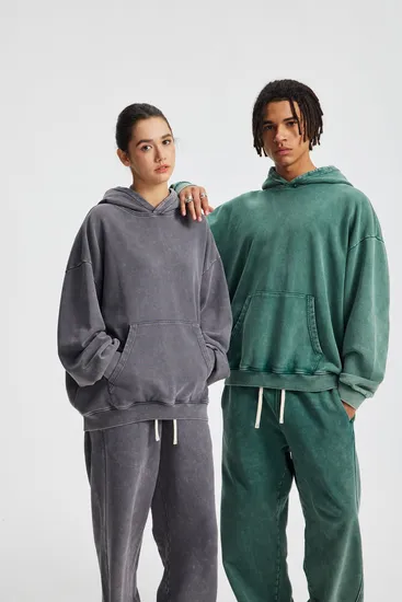 Wax Dyed Vintage Cotton Drop Shoulder Hoodie Custom Logo Embroidery Dtf Bulk Wholesale