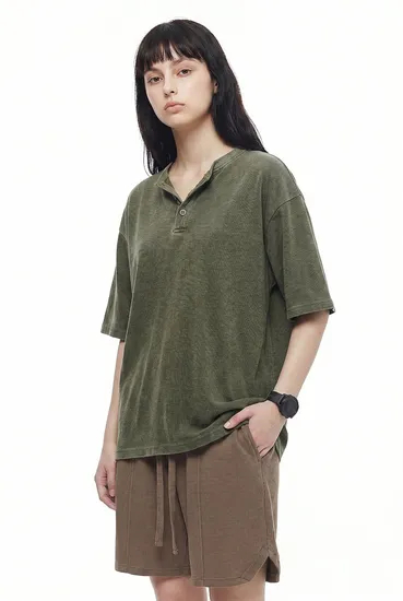 Blank Waffle Cotton Henley Shirt DTG Logo Custom Bulk Order Available Now