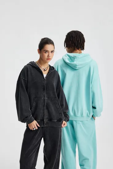 Full Zip Batik Washed Cotton Hoodie Custom Logo Embroidery DTG Bulk Wholesale Service