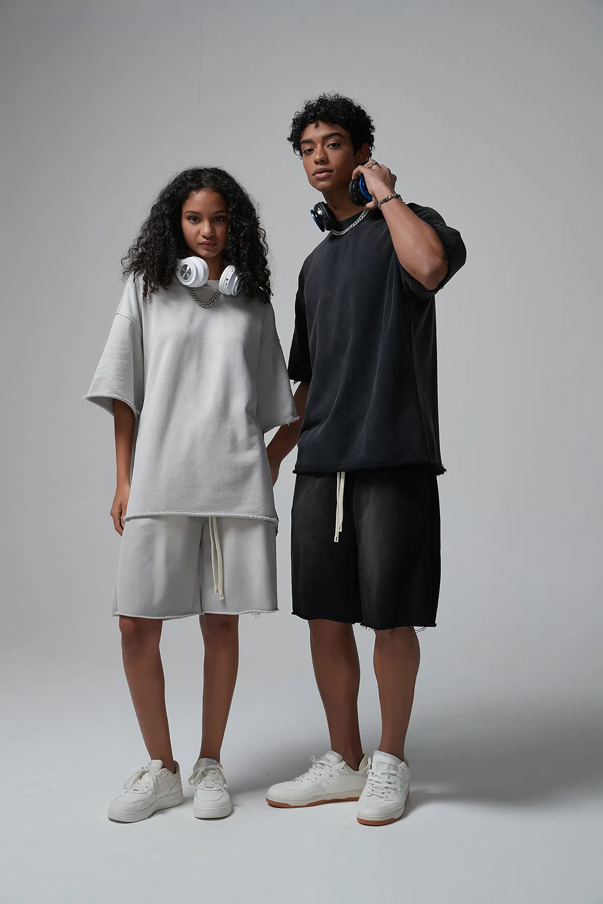 Spray Faded Raw Edge Brushed Cotton Tee Support Custom Logo Embroidery DTG Bulk Wholesale Order