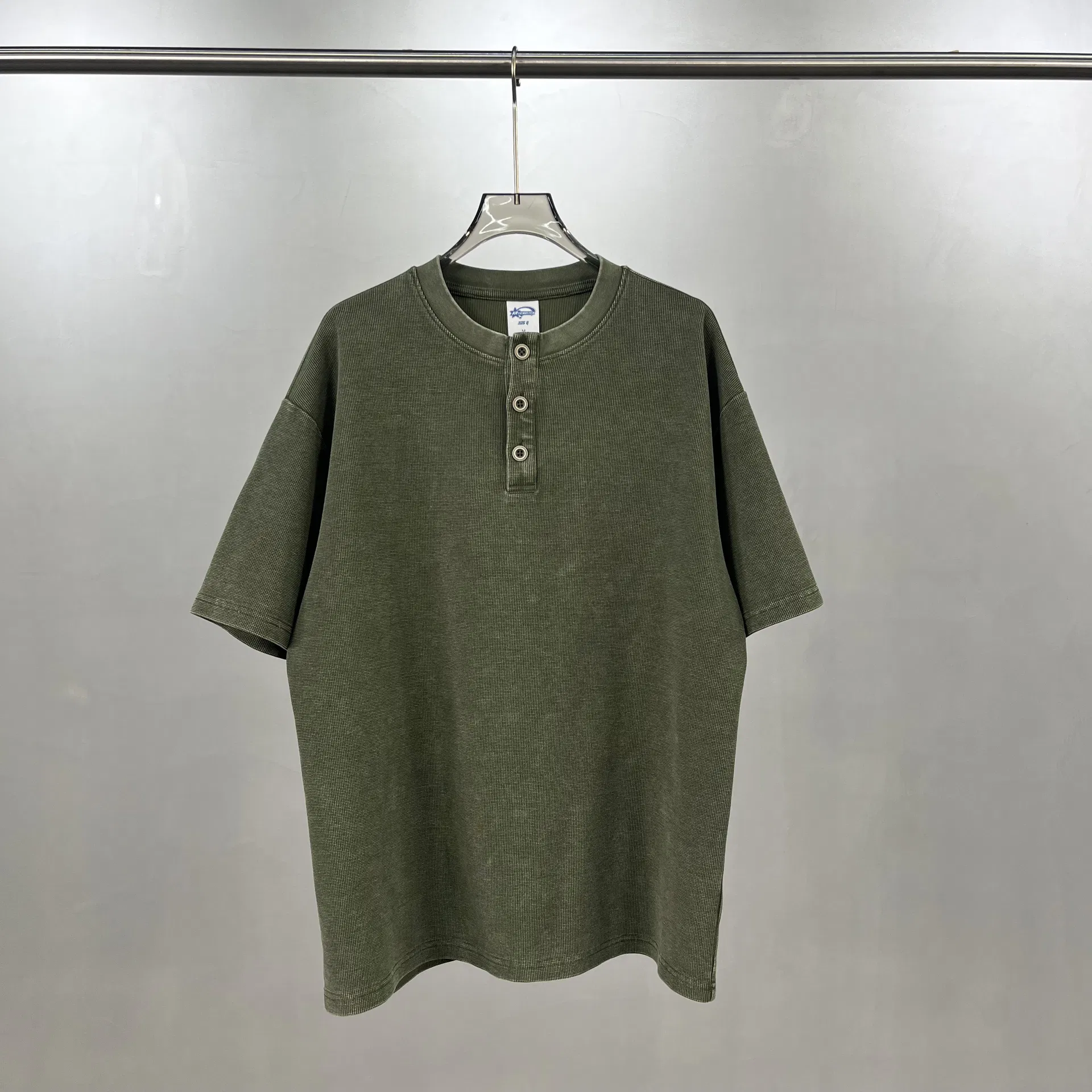 Short Sleeve 3 Buttons Cotton Henley Custom Logo Embroidery Bulk Supplier