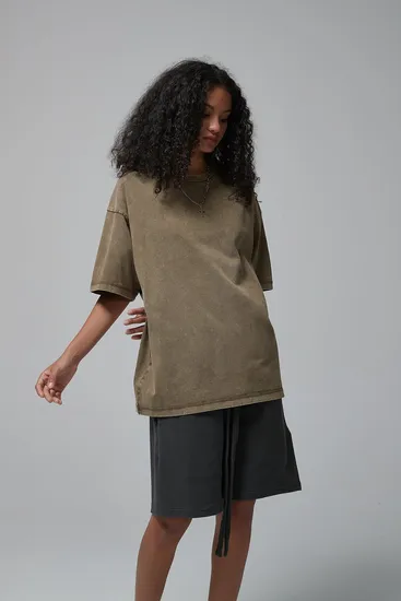 Loose Fit Vintage Washed Cotton T-Shirt Customizable for Uniform Bulk Purchase