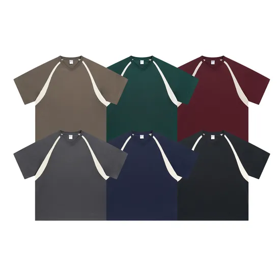 Breathable Cool Pure Cotton Contrast Raglan T-Shirt Make Custom Brand Logo DTG Embroidery Wholesale Service