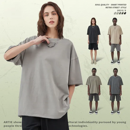 Daily Wear Oversized Cotton T-Shirt Supports Personal Art Design Embroidery DTG Processing