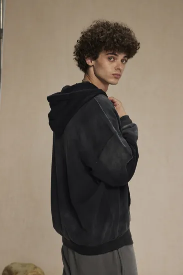 Gradient Ombre Washed Full Zip Cotton Hoodie Custom Logo Embroidery Dtf Bulk Wholesale